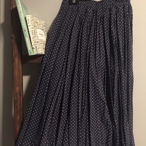 Vintage Navy polka dot midi skirt